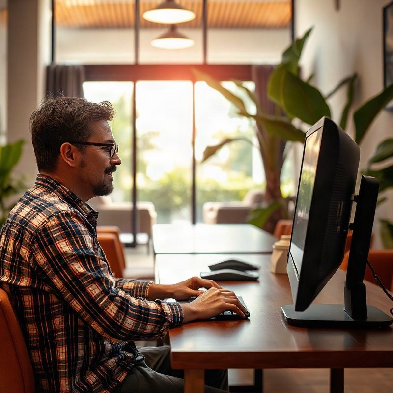 Designer respondendo a uma consulta por e-mail no computador